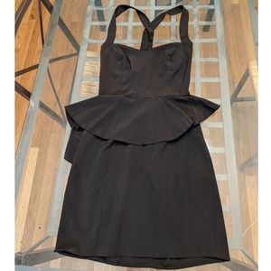 Black Peplum Wiggle Dress
